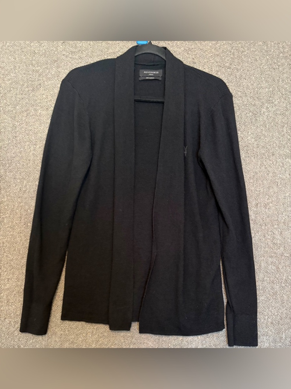 AllSaints Black Merino Knit Cardigan